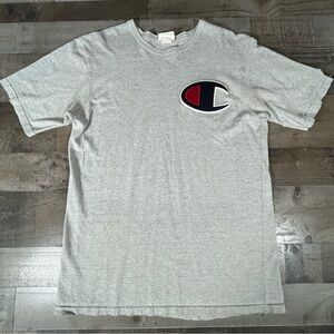 Champion Men's Heritage Tee Big C Embroidered Logo Light Gray T-Shirt Size Large